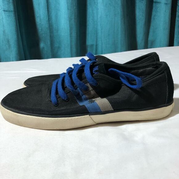 Polo Ralph Lauren mens halford canvas sneakers 9D black blue embroidered pony main image 5